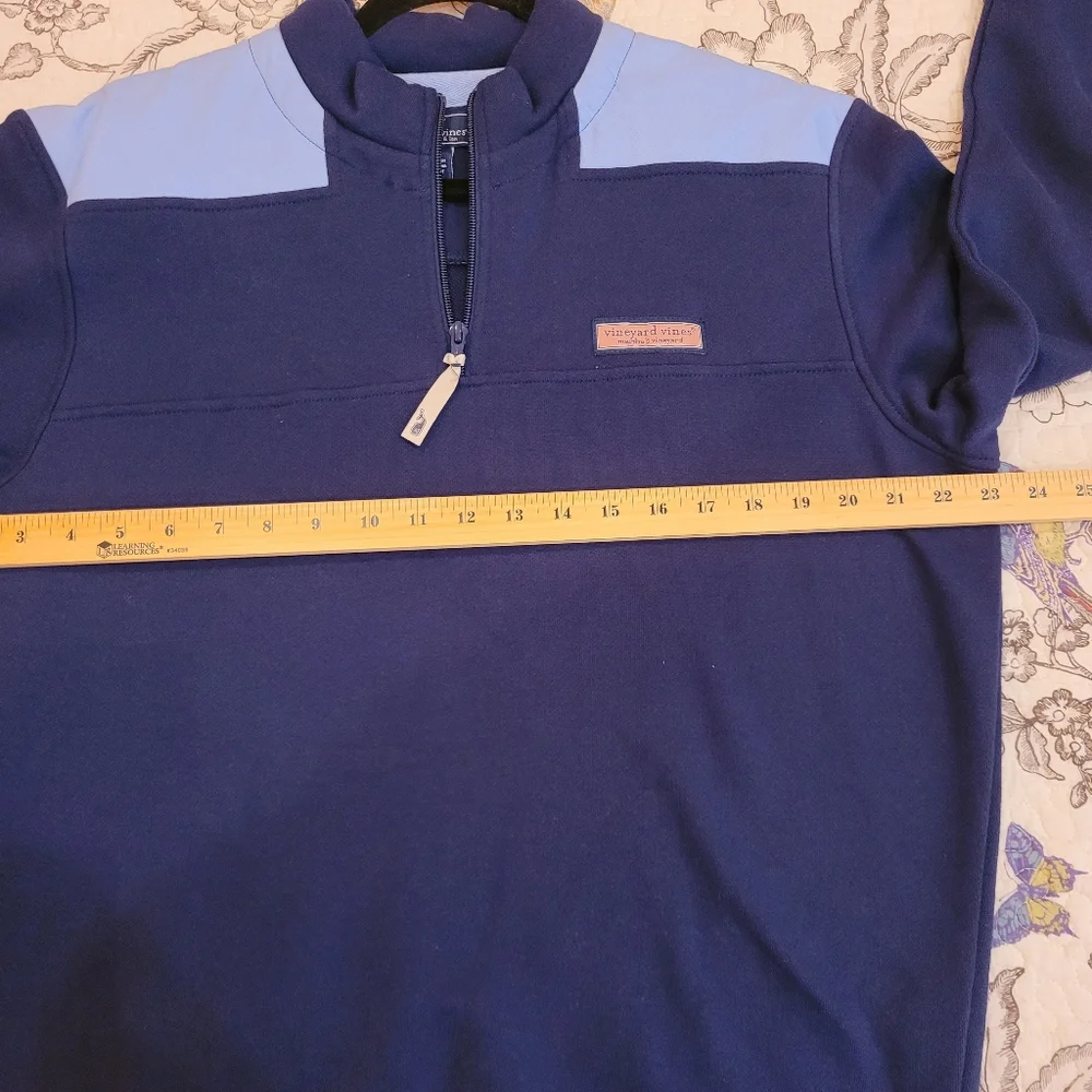 Vineyard Vines Men's 1/4 Zip-Up Sweater in Navy and Light Blue Sz Small - Picture 10 of 14